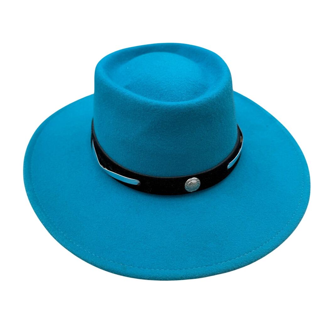 VTG Western Express Wool Sz 6 3/4 Country Cowboy Hat Turquoise w Black Band READ